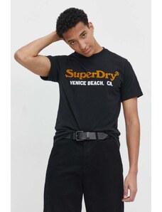 Superdry tricou barbati, culoarea negru, cu imprimeu