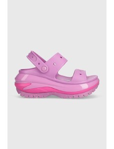 Crocs papuci Classic Mega Crush Sandal femei, culoarea violet, cu platformă 207989