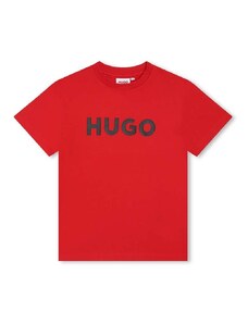 HUGO tricou de bumbac pentru copii culoarea rosu, cu imprimeu