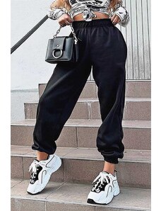 Madmext Mad Girls Black Oversized Women's Tracksuits With Elastic Legs Mg324.