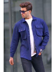 Madmext Men's Navy Blue Oversize Lumberjack Shirt 6709