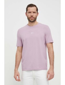BOSS tricou BOSS ORANGE barbati, culoarea violet, cu imprimeu, 50473278