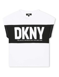 Dkny tricou de bumbac pentru copii culoarea alb