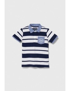 Guess tricouri polo din bumbac pentru copii culoarea albastru marin, modelator
