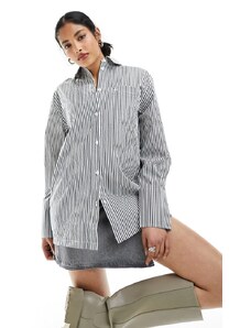 4th & Reckless oversized shirt in black and white stripe-Multi
