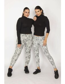 Şans Women's Plus Size Black Zebra Print Leggings With Pants