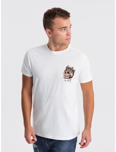 Ombre Clothing Men's cotton t-shirt with chest print - white V3 OM-TSPT-0167