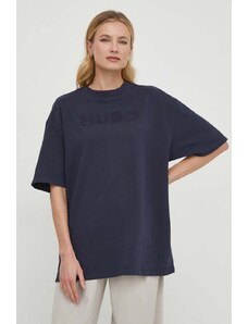 HUGO tricou din bumbac femei, culoarea bleumarin 50514524