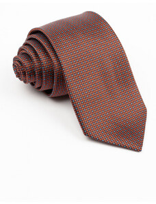 GAMA Cravata maro cu imprimeu geometric turcoaz si caramiziu