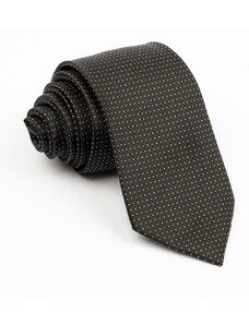 GAMA Cravata neagra cu imprimeu geometric bleu si portocaliu
