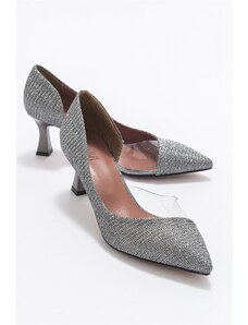 LuviShoes 353 Platinum Glittery Heels Women's Shoes