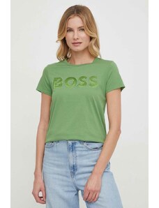BOSS tricou din bumbac femei, culoarea verde 50514967