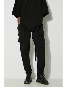 Rick Owens pantaloni de bumbac Knit Pants Creatch Cargo Drawstring culoarea negru, cu fason cargo, DU01D1376.RIG.09