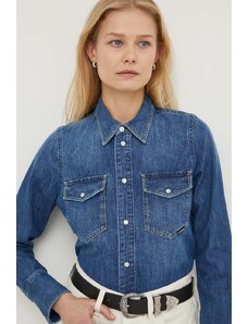 G-Star Raw camasa jeans femei, cu guler clasic, slim