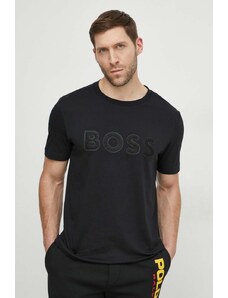 BOSS Green tricou din bumbac bărbați, culoarea negru, cu imprimeu 50512866