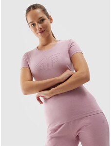 4F Tricou slim cu imprimeu pentru femei - roz deschis - L