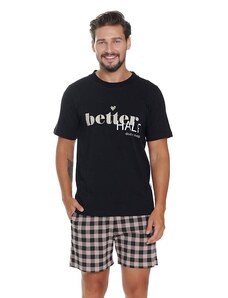 DN Nightwear Pijamale pentru bărbați Best negru cu inscripție