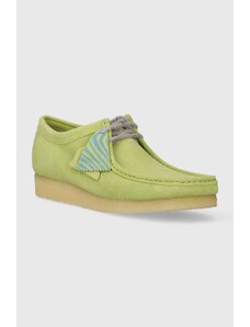 Clarks Originals pantofi de piele intoarsa Wallabee barbati, culoarea verde, 26175855