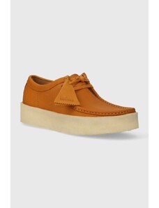 Clarks Originals pantofi de piele Wallabee Cup barbati, culoarea maro, 26176548