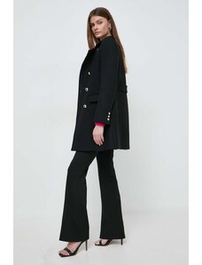 Morgan palton de lana culoarea negru, de tranzitie, cu doua randuri de nasturi