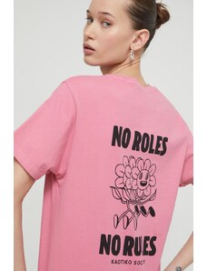 Kaotiko tricou din bumbac culoarea roz, cu imprimeu