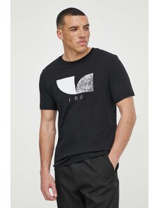 IRO tricou din bumbac barbati, culoarea negru, cu imprimeu