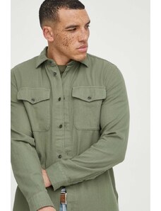 G-Star Raw camasa din bumbac barbati, culoarea verde, cu guler clasic, regular