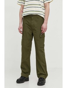 Dickies pantaloni de bumbac EAGLE BEND culoarea verde, cu fason cargo, DK0A4X9X