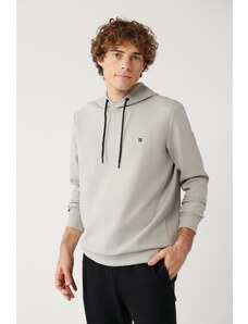 Avva Men's Gray Sweatshirt Hooded Flexible Soft Texture Interlock Fabric Regular Fit