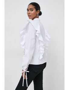 Silvian Heach bluza din bumbac femei, culoarea alb, neted