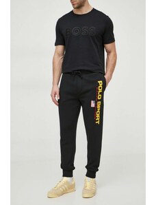 Polo Ralph Lauren pantaloni de trening culoarea negru, cu imprimeu 710835768