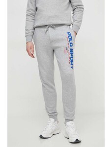 Polo Ralph Lauren pantaloni de trening culoarea gri, cu imprimeu 710835768