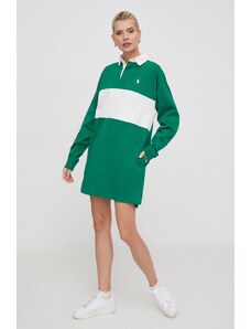Polo Ralph Lauren rochie din bumbac culoarea verde, mini, drept