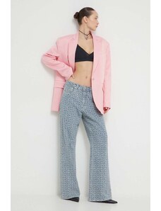 Moschino Jeans sacou culoarea roz, un singur rand de nasturi, neted