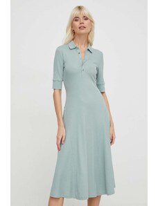 Lauren Ralph Lauren rochie culoarea verde, midi, evazati