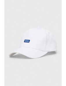 HUGO Blue șapcă de baseball din bumbac culoarea alb, cu imprimeu 50522266