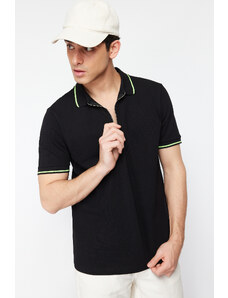 Trendyol Black Men's Zippered Regular Fit Polo Neck T-shirt