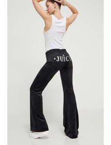 Juicy Couture pantaloni de trening din velur culoarea negru, cu imprimeu