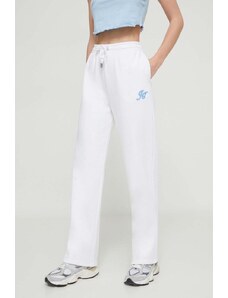 Juicy Couture pantaloni de trening culoarea alb, cu imprimeu