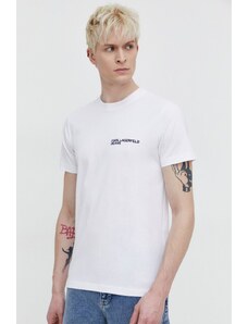 Karl Lagerfeld Jeans tricou din bumbac barbati, culoarea alb, cu imprimeu