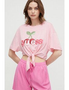 Guess tricou de plajă culoarea roz