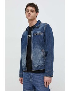Guess Originals geaca jeans barbati, culoarea albastru marin, de tranzitie