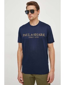 Paul&Shark tricou din bumbac barbati, culoarea albastru marin, cu imprimeu