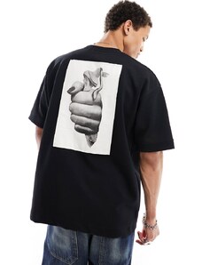 Pull&Bear 1991 printed t-shirt in black