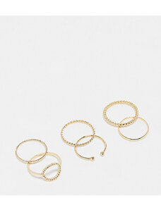 ASOS Curve ASOS DESIGN Curve pack of 6 rings with open circle detail in gold tone