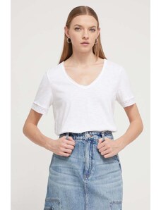 Desigual tricou din bumbac femei, culoarea alb