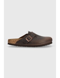 Birkenstock papuci din nubuc Boston SFB culoarea maro, 159713