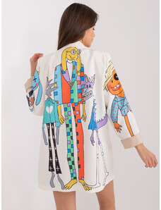 Fashionhunters Cream jacket with a colorful print