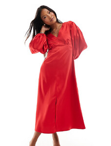 Closet London Petite balloon sleeve midaxi dress in red