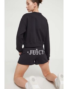 Juicy Couture pantaloni scurti femei, culoarea negru, cu imprimeu, high waist